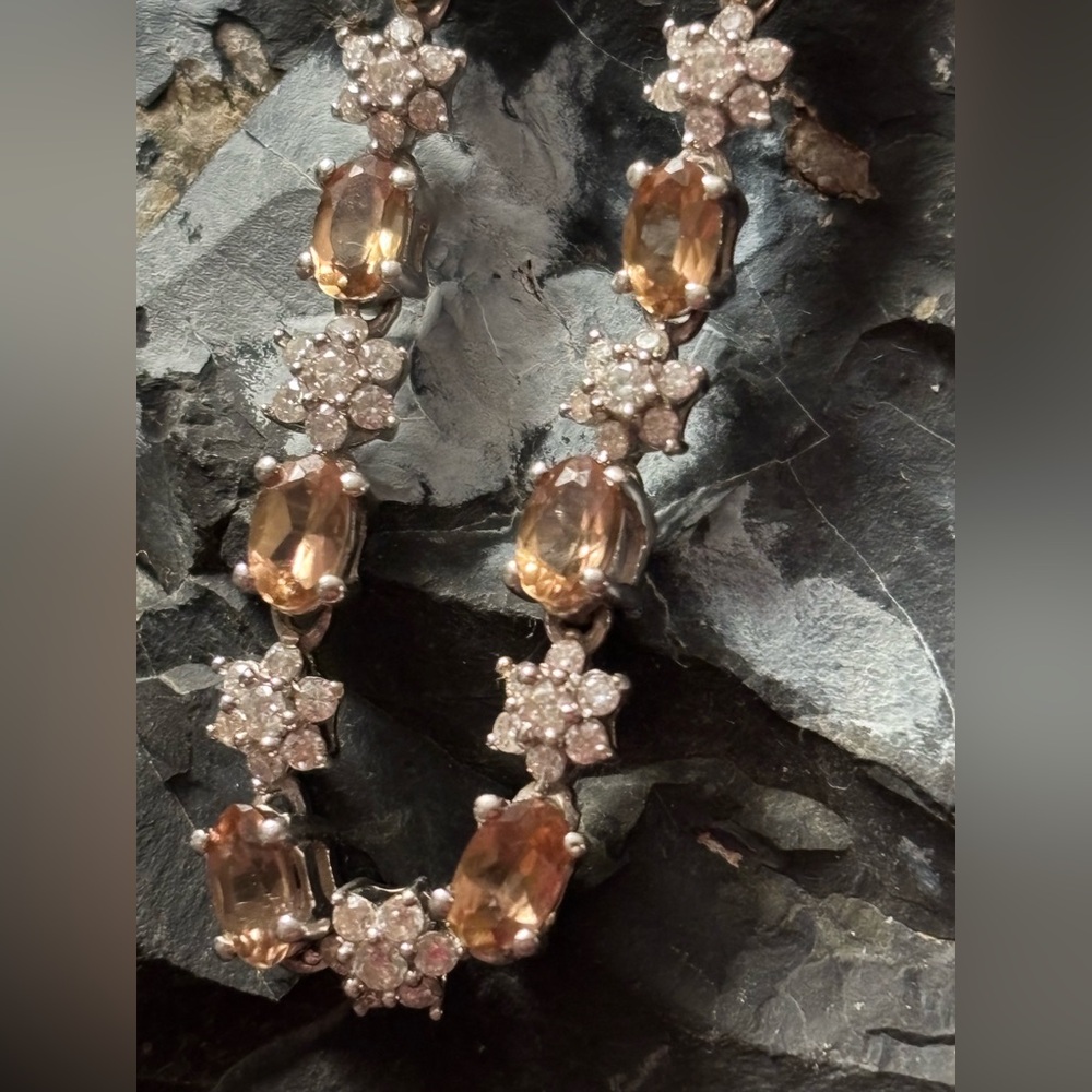 NWOT Sterling 925 Spinel & Moissanite Floral Bracelet • Luxury Valentine’s Gift